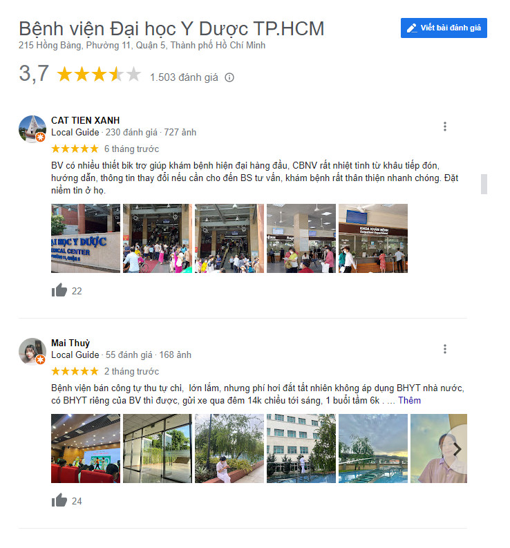 Review khách hàng đã bọc răng sứ giá rẻ tại Đại học y dược TPHCM (Ảnh chụp từ google)