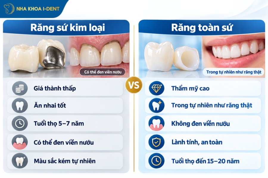 sứ kim loại và toàn sứ