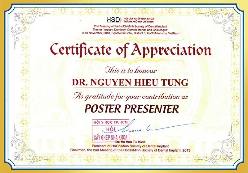 Bằng cấp và chứng chỉ của bác sĩ Nguyễn Hiếu Tùng.