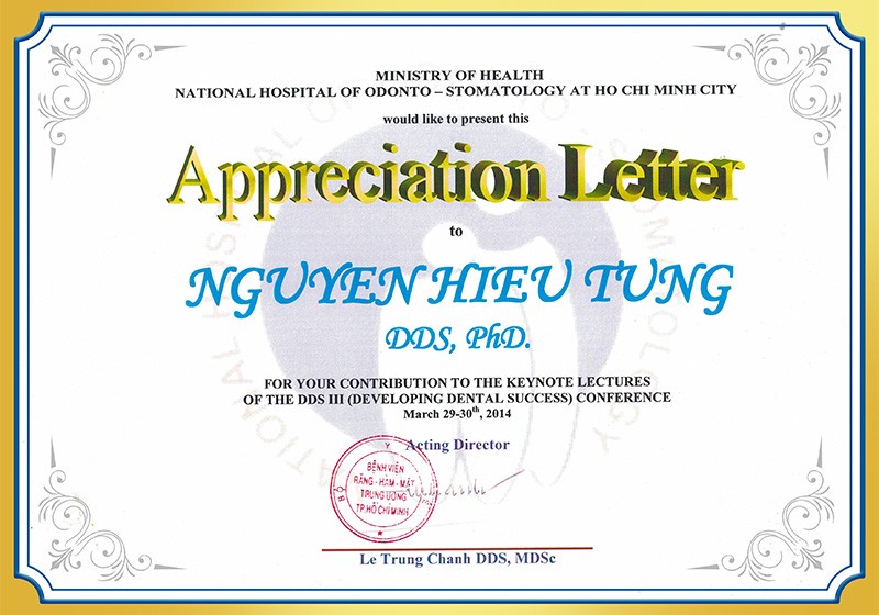Bằng cấp và chứng chỉ của bác sĩ Nguyễn Hiếu Tùng.