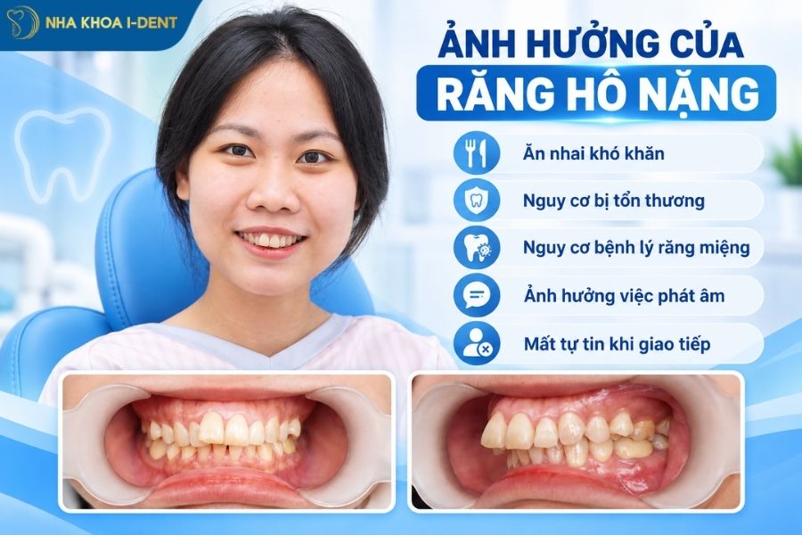 răng hô nặng ảnh hưởng ăn nhai
