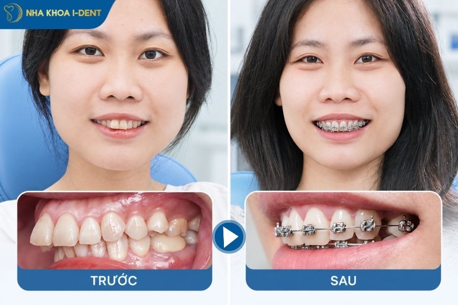 Niềng răng hô nặng bằng mắc cài kim loại