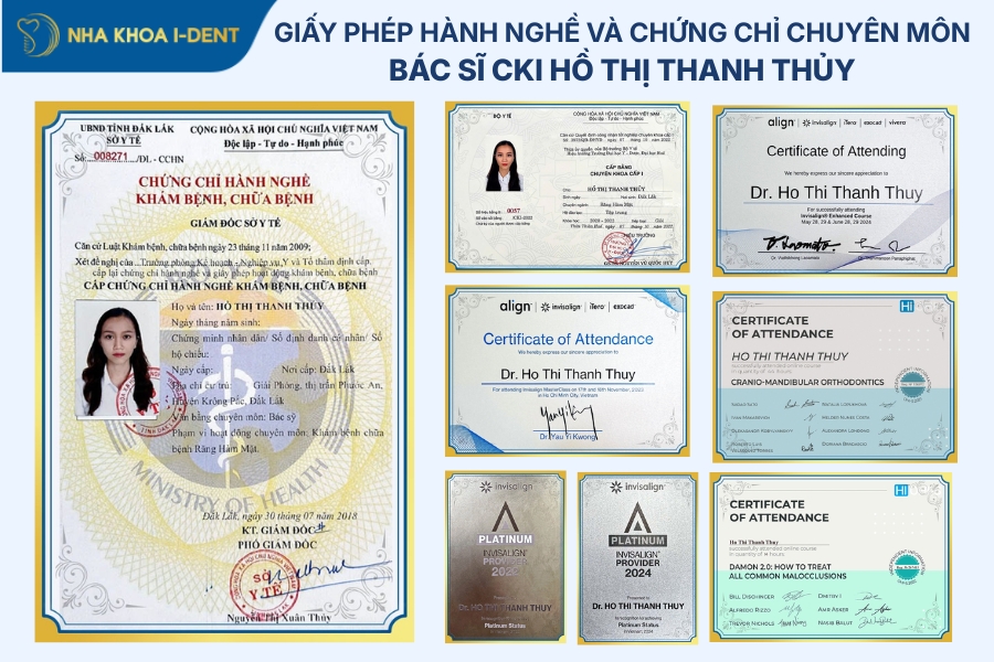 Chứng chỉ hành nghề và các bằng cấp chuyên môn của Bác sĩ CKI Hồ Thị Thanh Thủy