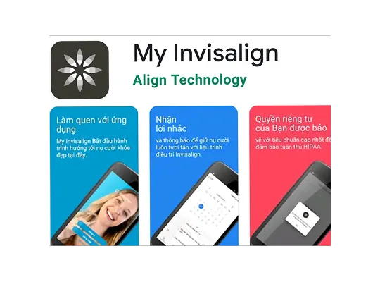 Nha khoa I-Dent theo dõi tiến độ niềng của bệnh nhân niềng Invisalign qua app.