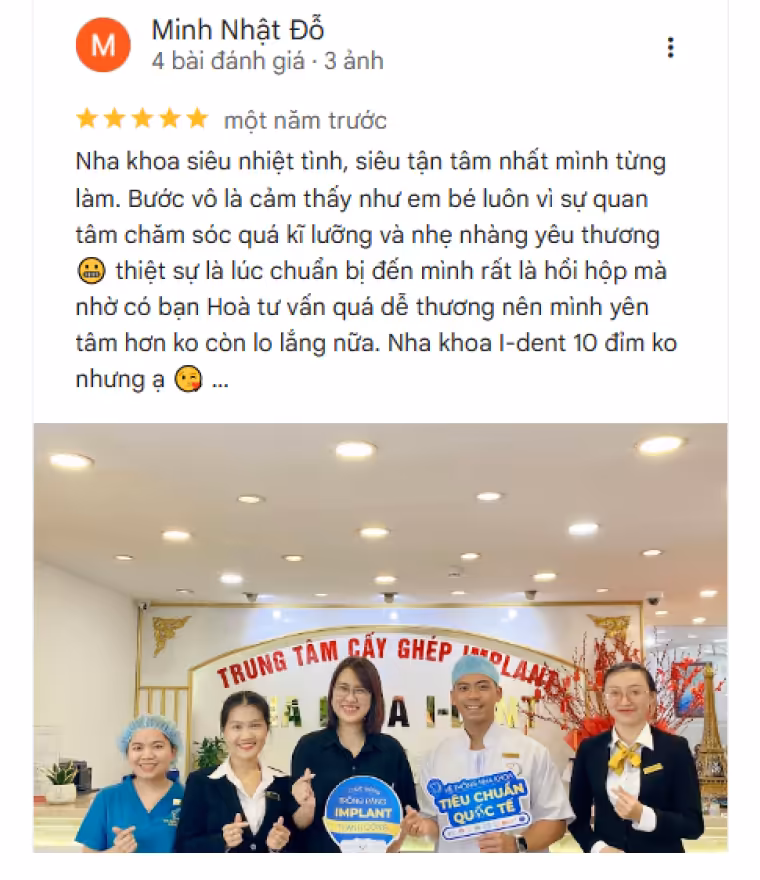 Khách hàng đánh giá về dịch vụ thẩm mỹ răng sứ tại nha khoa I-Dent.
