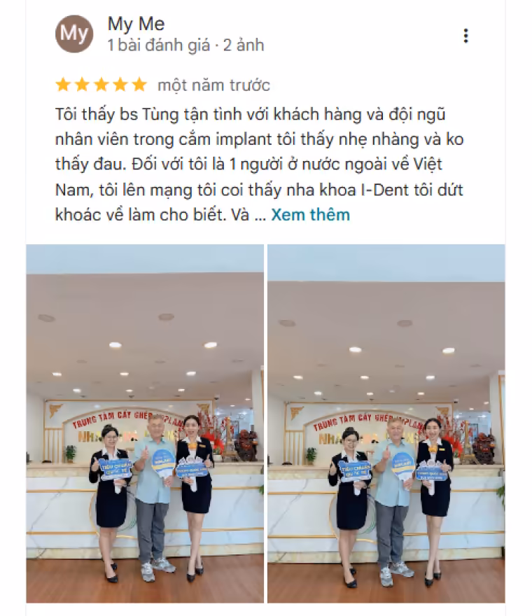 Đánh giá của khách hàng về nha khoa I-Dent.