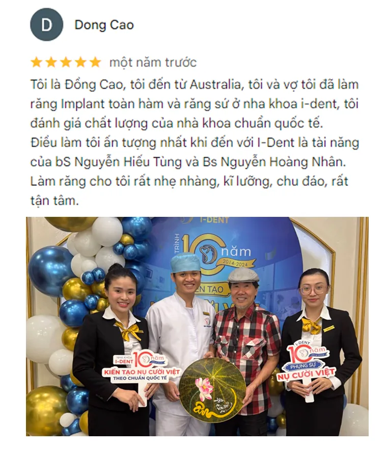 Đánh giá của khách hàng về nha khoa I-Dent.