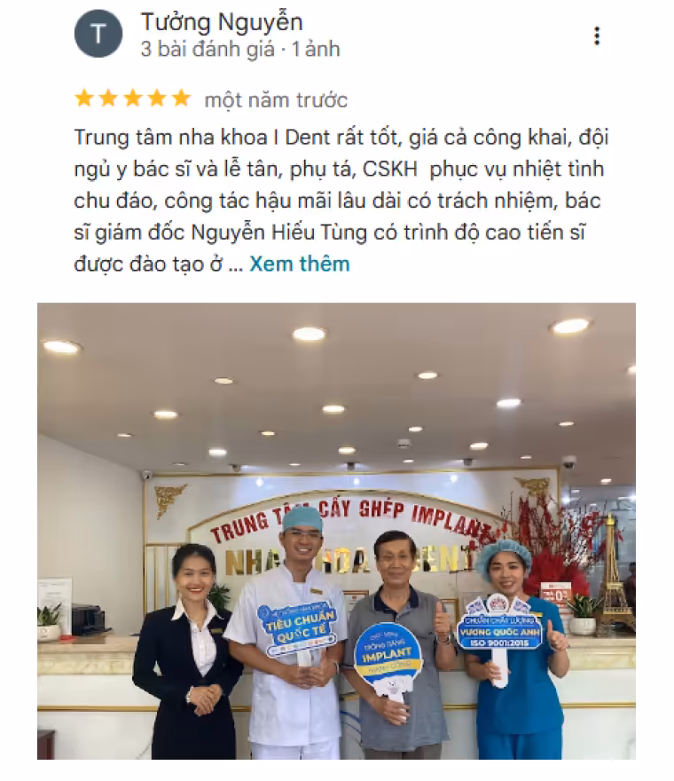 Đánh giá của khách hàng về nha khoa I-Dent.