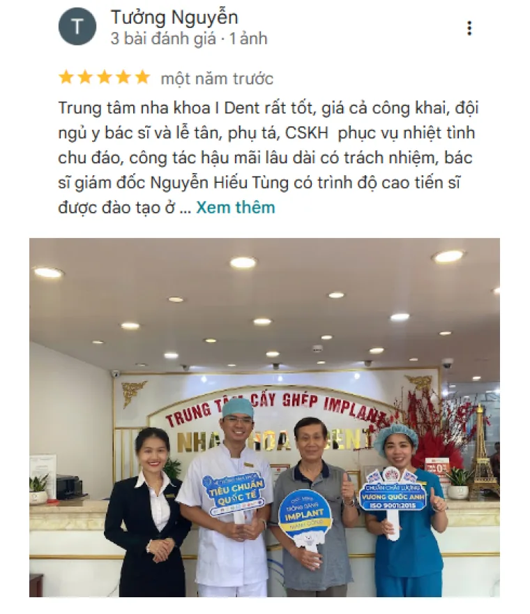Đánh giá của khách hàng về nha khoa I-Dent.