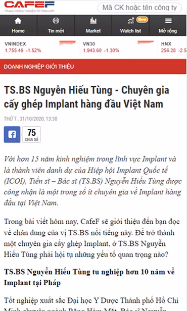 Nha khoa I-Dent trên báo CafeF.