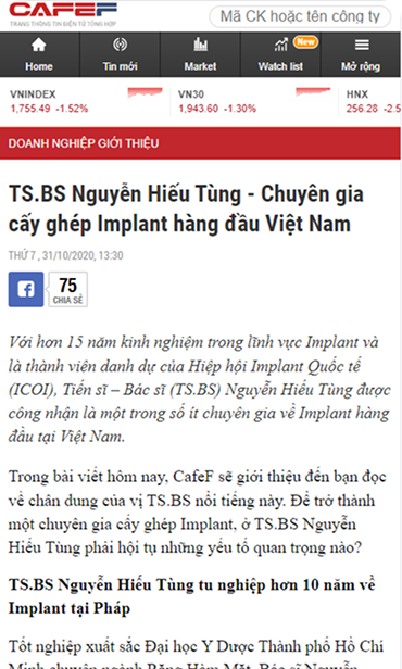 Nha khoa I-Dent trên báo CafeF.