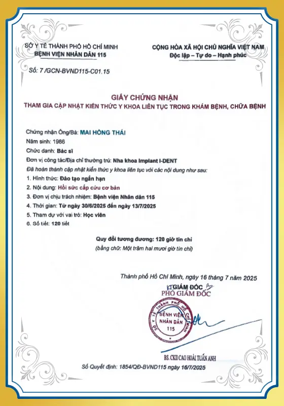 Chứng Chỉ Của Mai Hong Thai