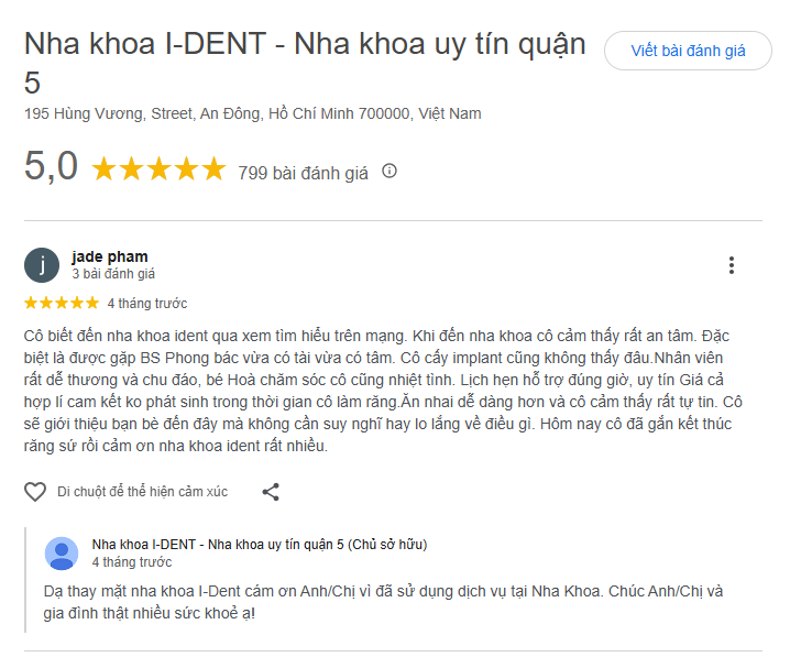 review trồng răng implant tại ident