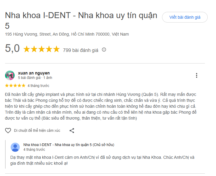 review trồng răng implant tại ident