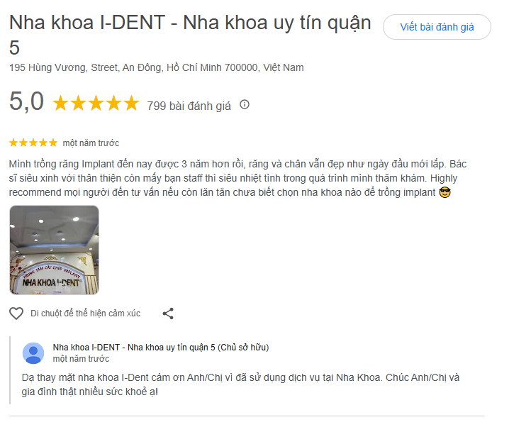 review trồng răng implant tại ident