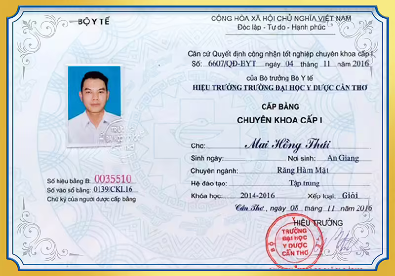 Bằng chuyên khoa cấp 1 BS Thái