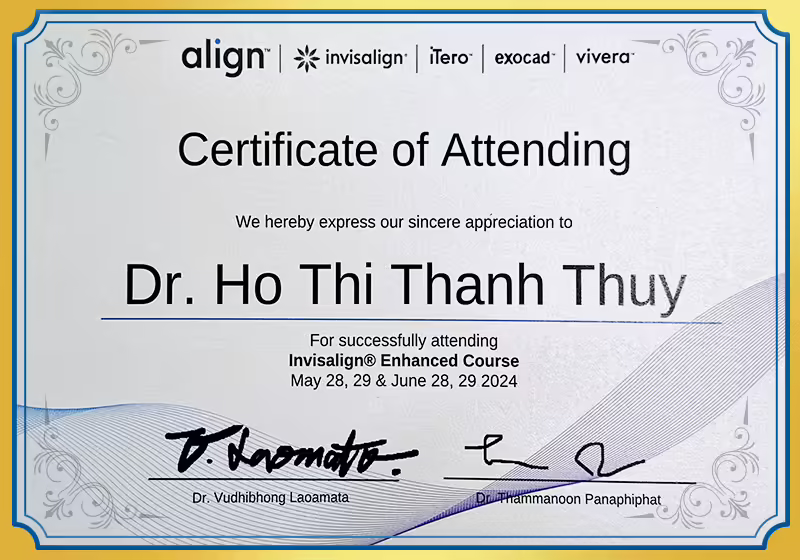 Certificate invisalign enhanced course BS Thủy