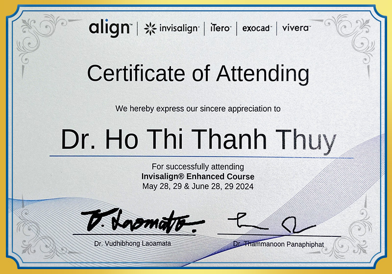 Certificate invisalign enhanced course BS Thủy