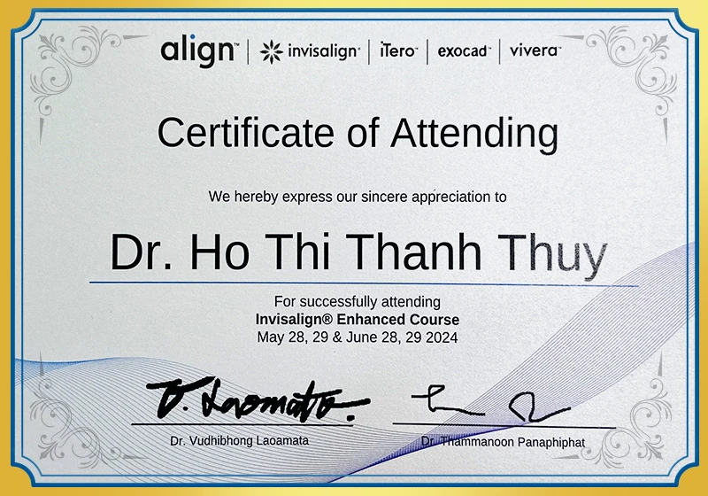 Certificate invisalign enhanced course BS Thủy