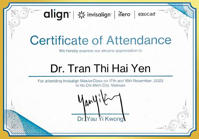 certificate invisalign master class 2023 bs yến
