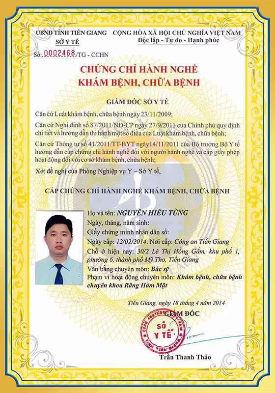 Chứng chỉ hành nghề khám bệnh chữa bệnh BS Tùng