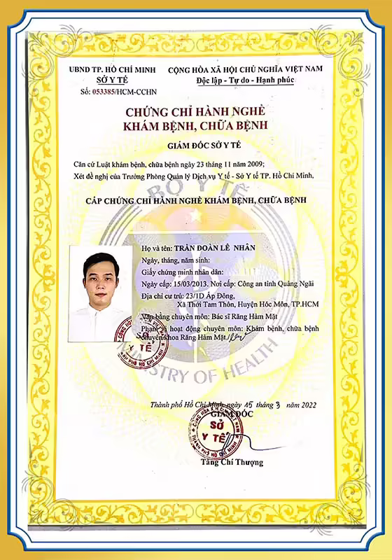 Chứng chỉ hành nghề khám chữa bệnh BS Nhân