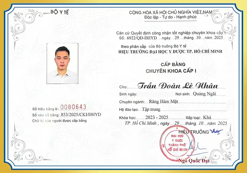 bằng chuyên khoa cấp 1 bs Lê Nhân