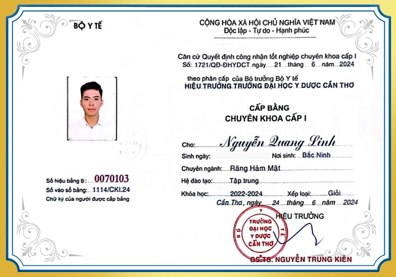 bằng chuyên khoa cấp 1 bs Linh