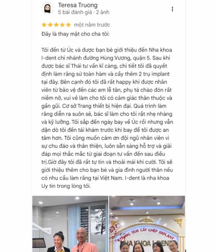 review của bệnh nhân làm răng sứ