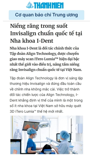 Báo Thanh niên đưa tin về niềng răng trong suốt Nha khoa I-Dent