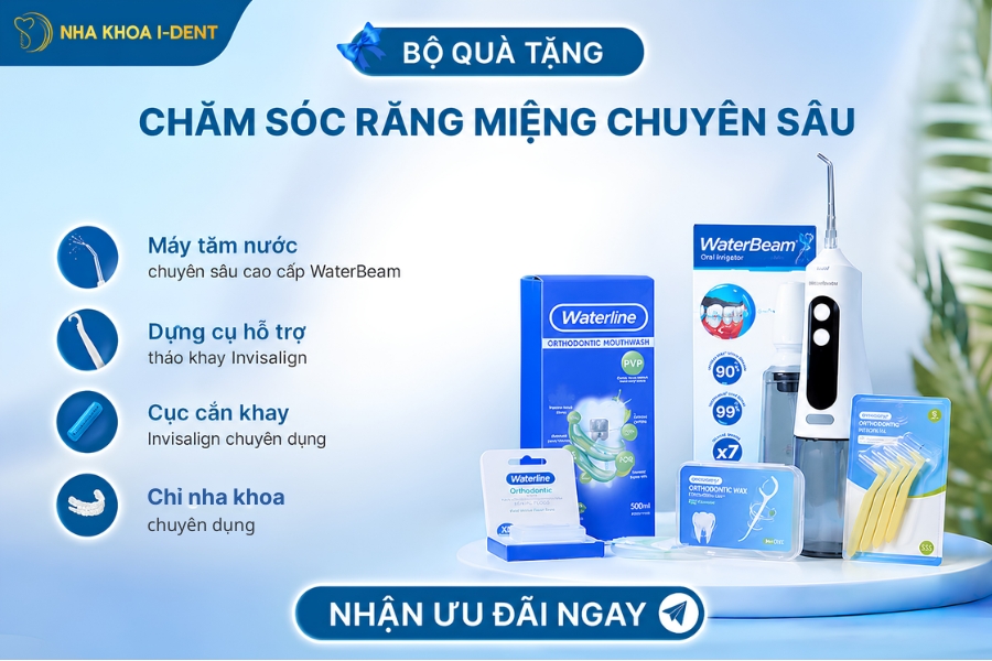 Bộ quà tăng chăm sóc răng miệng chuyên sâu niềng răng cho khách hàng khi đăng kí điều trị.