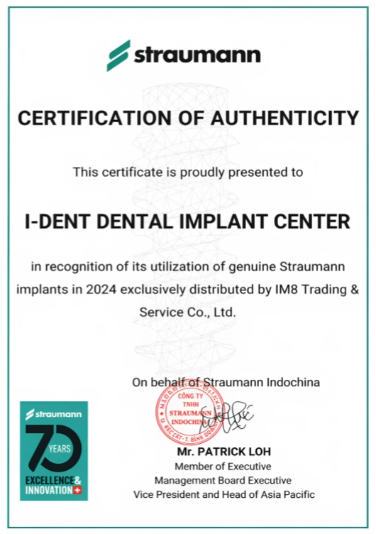 Certification Straumann Implant In 2024 I-Dent Dental Implant Center