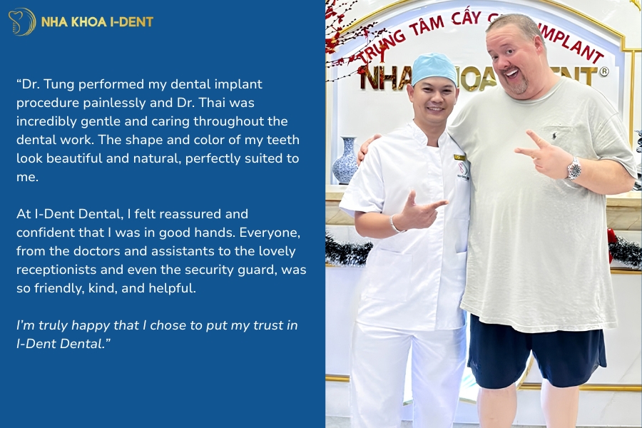 I-Dent Dental's patient care team and doctors provide ongoing support and clear guidance throughout the treatment process.